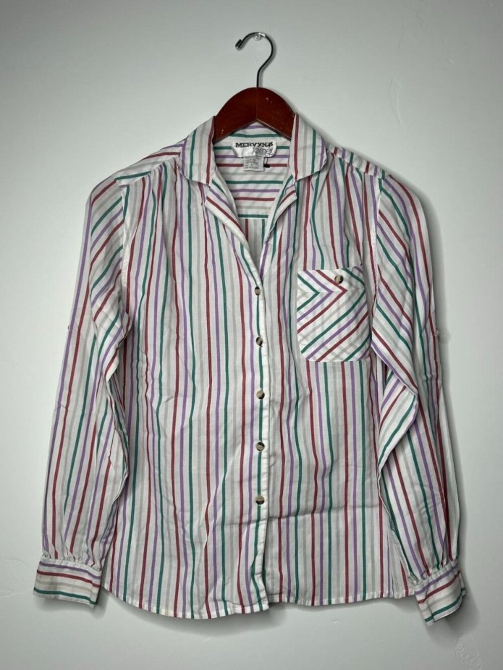 90's vintage multi colored long sleeve button up size 8